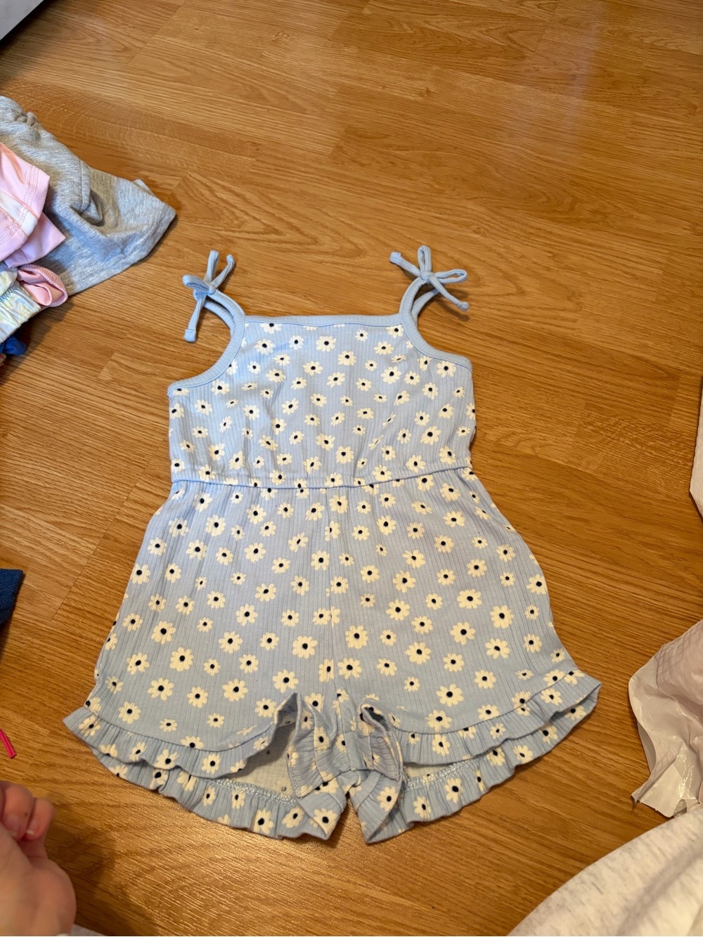 Old Navy Light Blue Daisy Print Tie-Shoulder Romper